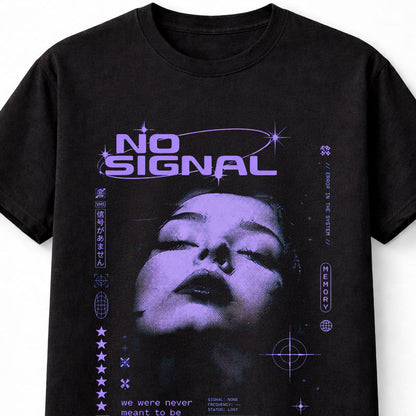 No Signal Glitch Girl Cyber Goth Y2K Graphic Unisex T-Shirt
