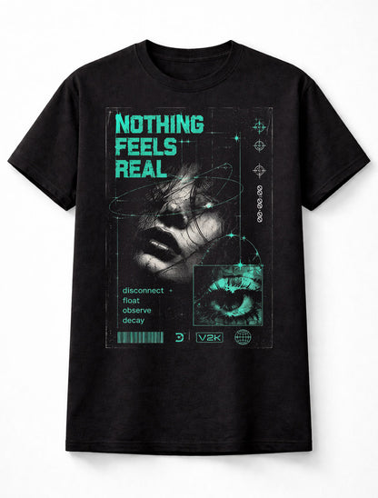 Nothing Feels Real Cyber Goth Y2K Glitch Graphic Unisex T-Shirt