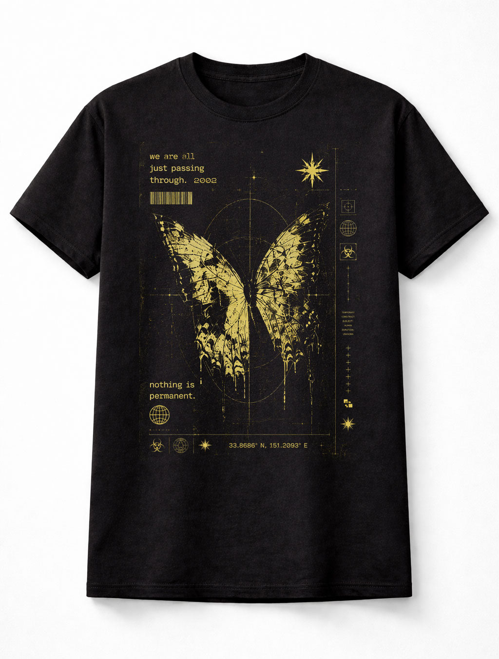 Nothing Is Permanent Butterfly Cyber Y2K Graphic Unisex T-Shirt
