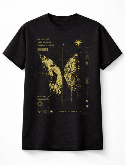 Nothing Is Permanent Butterfly Cyber Y2K Graphic Unisex T-Shirt