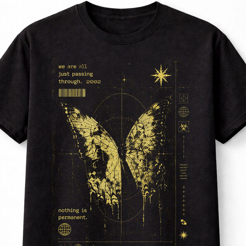 Nothing Is Permanent Butterfly Cyber Y2K Graphic Unisex T-Shirt