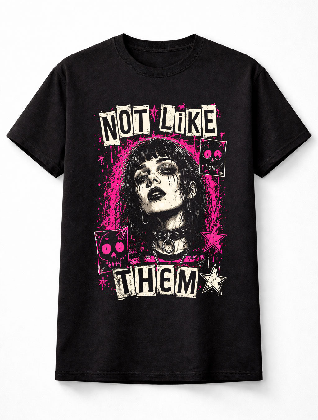 Not Like Them Emo Punk Goth Girl Grunge Graphic Black Unisex T-Shirt