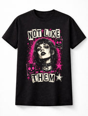 Not Like Them Emo Punk Goth Girl Grunge Graphic Black Unisex T-Shirt