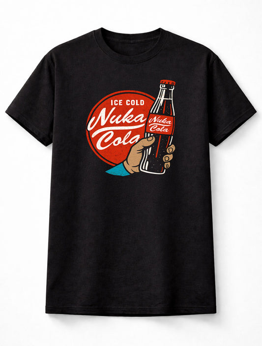 Fallout Nuka Cola Ice Cold T-Shirt Retro Gaming Wasteland Unisex Black Graphic Tee