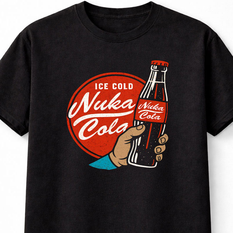 Fallout Nuka Cola Ice Cold T-Shirt Retro Gaming Wasteland Unisex Black Graphic Tee