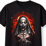 Demonic Nun Gothic Horror Halloween Graphic Unisex T-Shirt