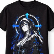 Anime Gothic Nun Cross Prayer Dark Manga Graphic Unisex T-Shirt