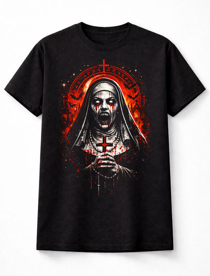 Demonic Nun Gothic Horror Halloween Graphic Unisex T-Shirt
