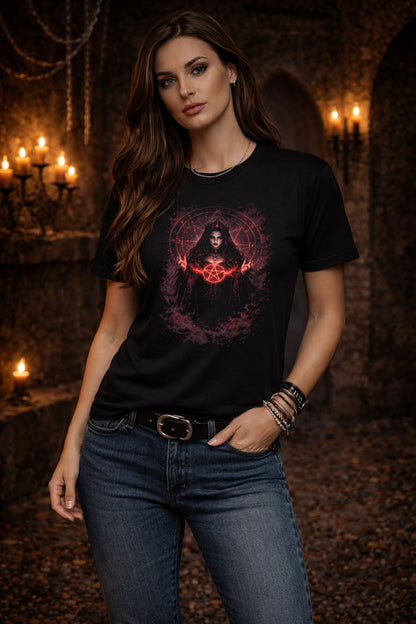Witch T-Shirt Dark Fantasy Gothic Occult Ritual Unisex Black Graphic Tee