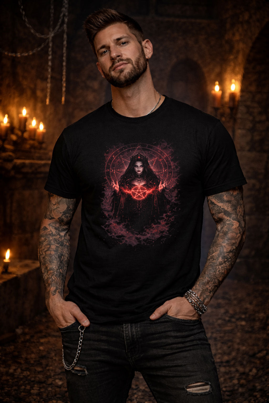 Witch T-Shirt Dark Fantasy Gothic Occult Ritual Unisex Black Graphic Tee