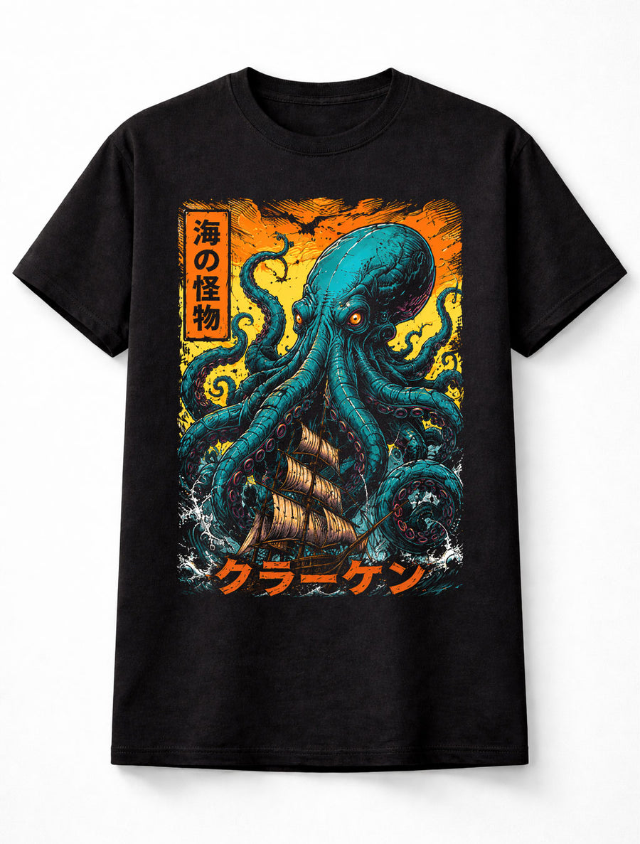 Kraken Sea Monster Octopus Japanese Horror Kaiju Unisex T-Shirt