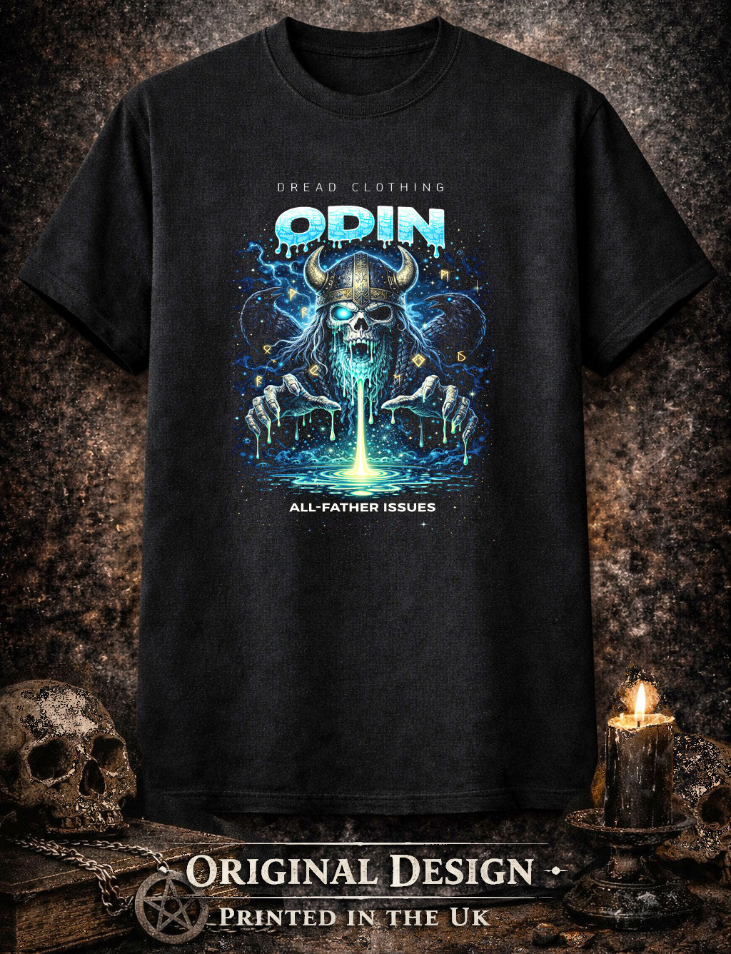 Odin Skull Unisex Toxic Gothic Norse Horror Graphic T-Shirt All-Father Dark Tee