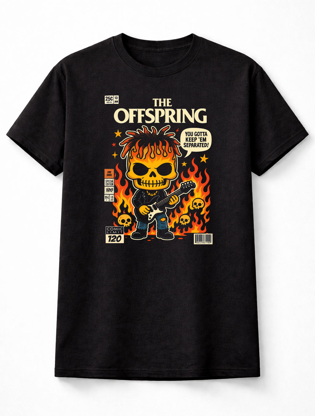 The Offspring Keep ’Em Separated Flaming Skull Punk Rock Adults & Kids Unisex T-Shirt
