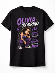Olivia Rodrigo Drivers License Graphic T-Shirt Pop Music Singer Fan Tee Sour Album Lyrics Shirt Adult & Kids Unisex T-Shirt