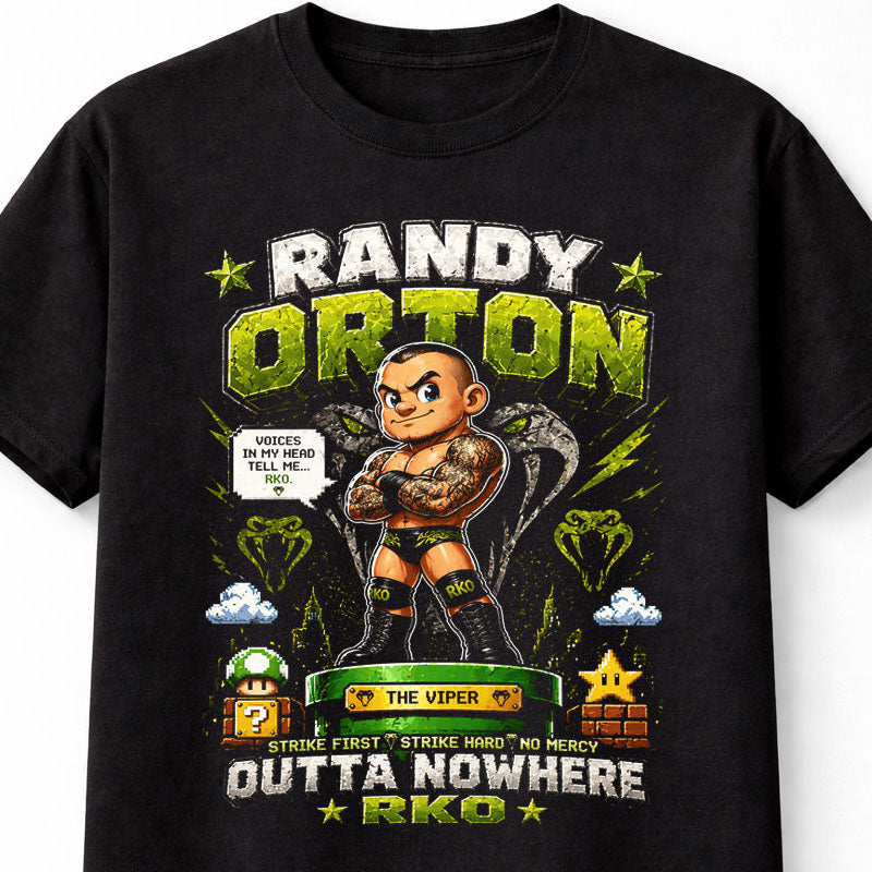 Randy Orton Viper Wrestling T-Shirt – RKO Outta Nowhere Pixel Fan Tee Adults & Kids Unisex T-Shirt