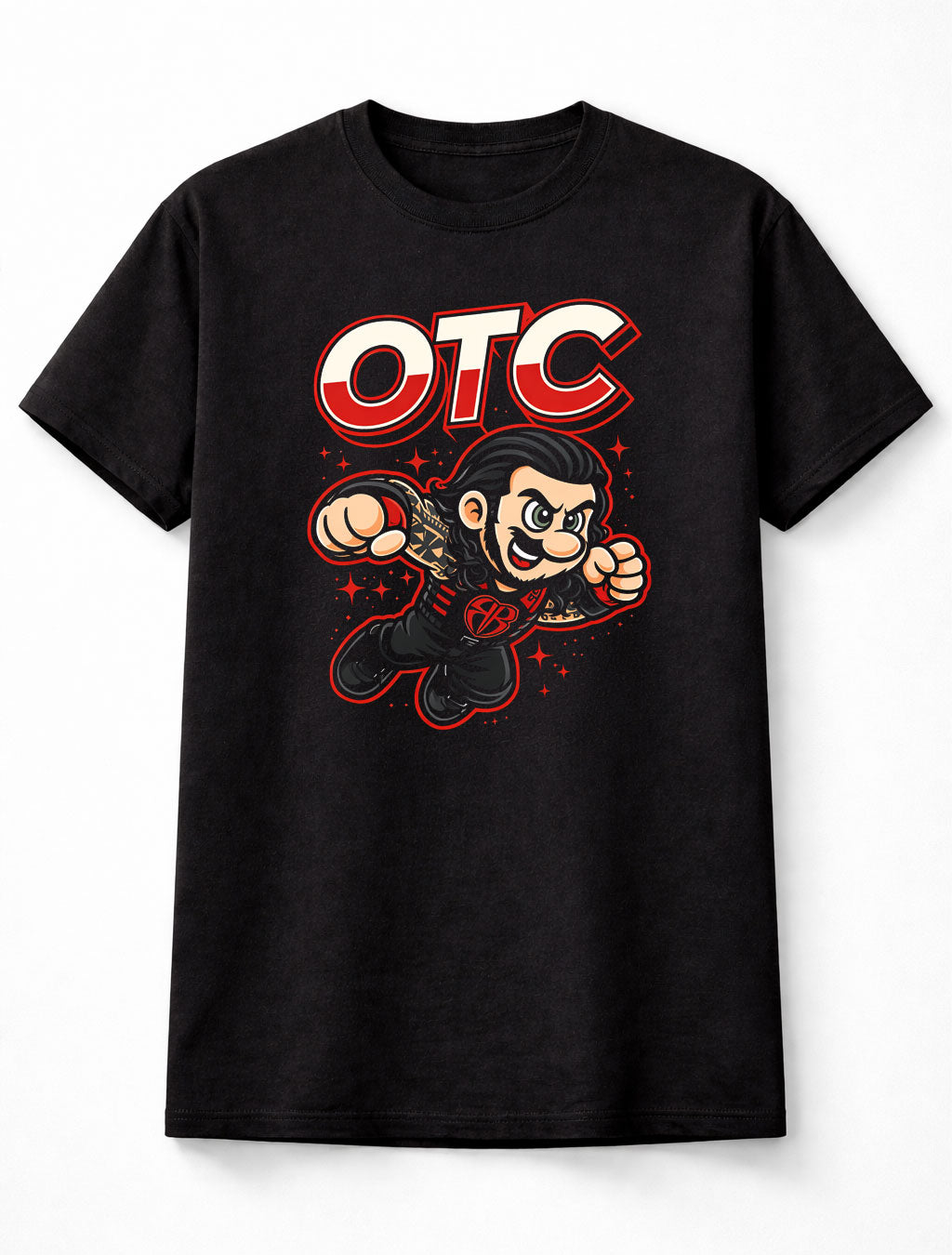 Roman Reigns OTC Cartoon Wrestler T-Shirt Tribal Chief Tee Unisex Adults & Kids