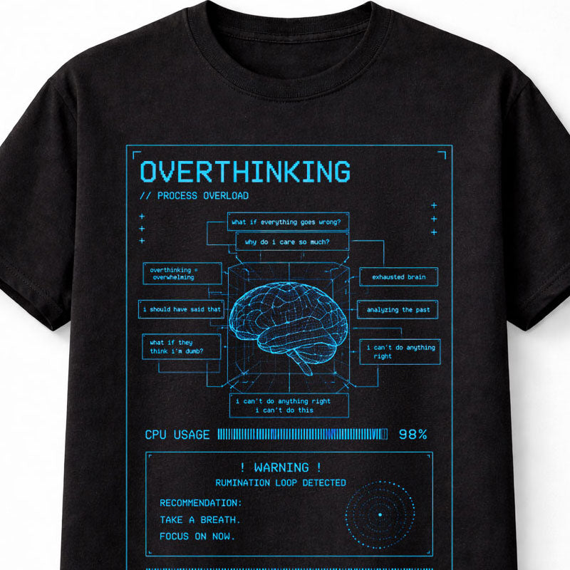 Overthinking Process Overload Cyber Y2K Brain Glitch Unisex T-Shirt