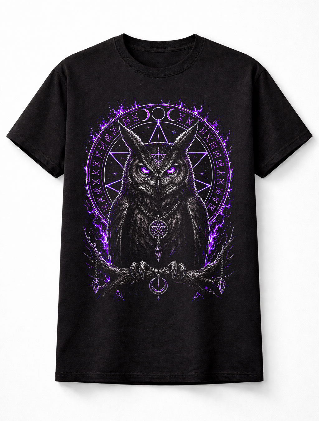 Owl Witchcraft Occult Moon Gothic Raven Black Unisex T-Shirt