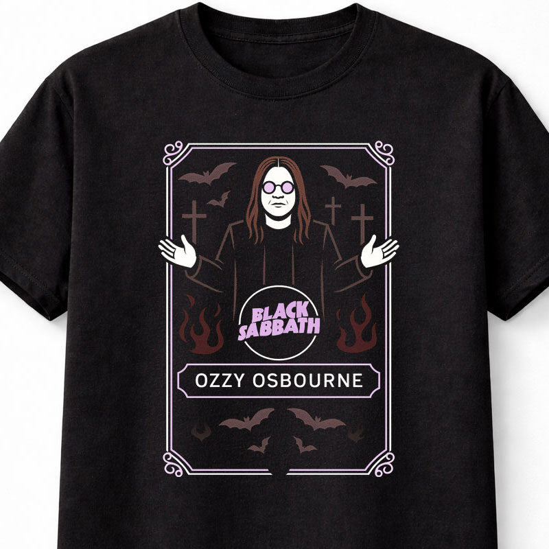 Black Sabbath Ozzy Osbourne Gothic Flames Bats Heavy Metal Adults & Kids Unisex T-Shirt