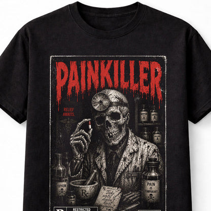 Painkiller Horror Skeleton Doctor VHS Gothic Halloween Unisex T-Shirt
