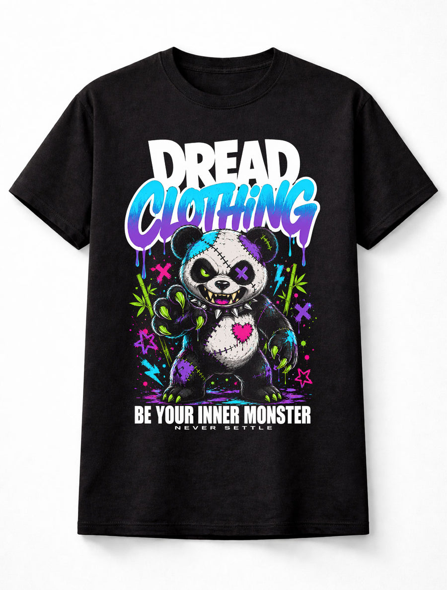 Evil Panda Monster Horror Gothic Neon Graphic Unisex T-Shirt