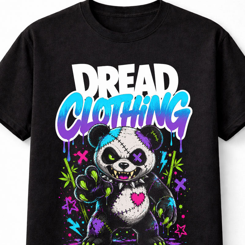 Evil Panda Monster Horror Gothic Neon Graphic Unisex T-Shirt