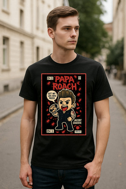 Papa Roach T-Shirt Jacoby Shaddix Rock Band Unisex Black Graphic Tee