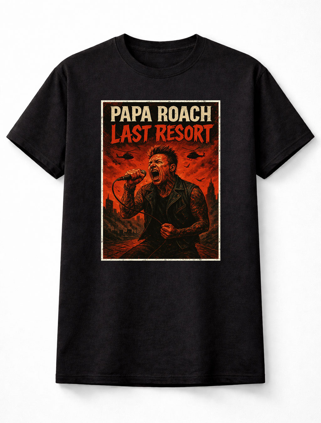 Papa Roach T-Shirt Last Resort Rock Band Unisex Black Graphic Tee