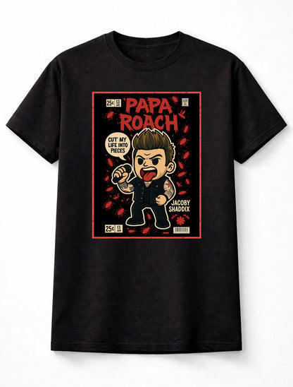 Papa Roach T-Shirt Jacoby Shaddix Rock Band Unisex Black Graphic Tee