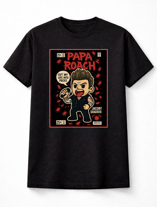 Papa Roach T-Shirt Jacoby Shaddix Rock Band Unisex Black Graphic Tee