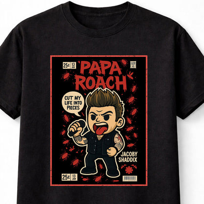 Papa Roach T-Shirt Jacoby Shaddix Rock Band Unisex Black Graphic Tee