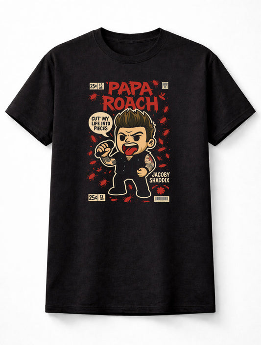 Papa Roach T-Shirt Jacoby Shaddix Last Resort Unisex Black Graphic Tee