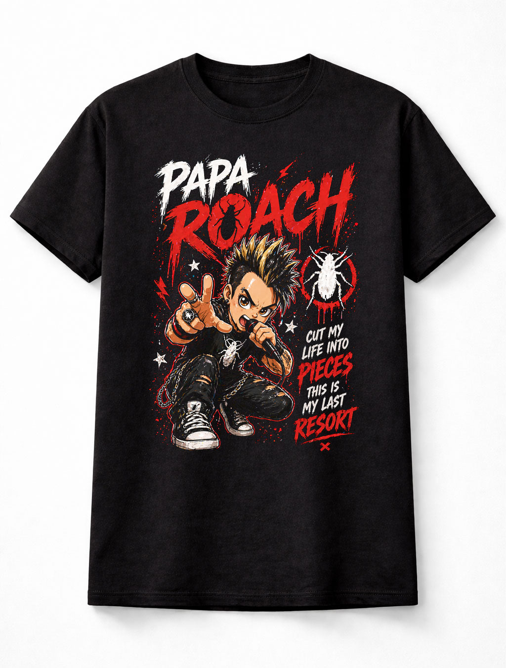 Papa Roach Last Resort Cut My Life Into Pieces Graphic T-Shirt Nu Metal Band Fan Tee Rock Music Lyrics Shirt Adult & Kids Unisex T-Shirt