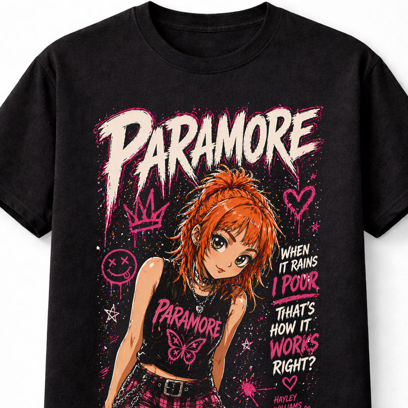 Paramore Graphic T-Shirt Pop Punk Rock Band Tee Hayley Williams Style Pink Black Emo Adults & Kids Unisex T-Shirt