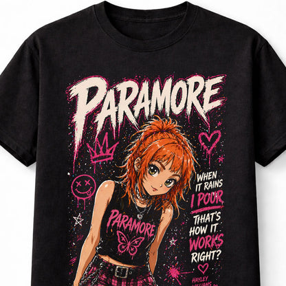 Paramore Graphic T-Shirt Pop Punk Rock Band Tee Hayley Williams Style Pink Black Emo Adults & Kids Unisex T-Shirt