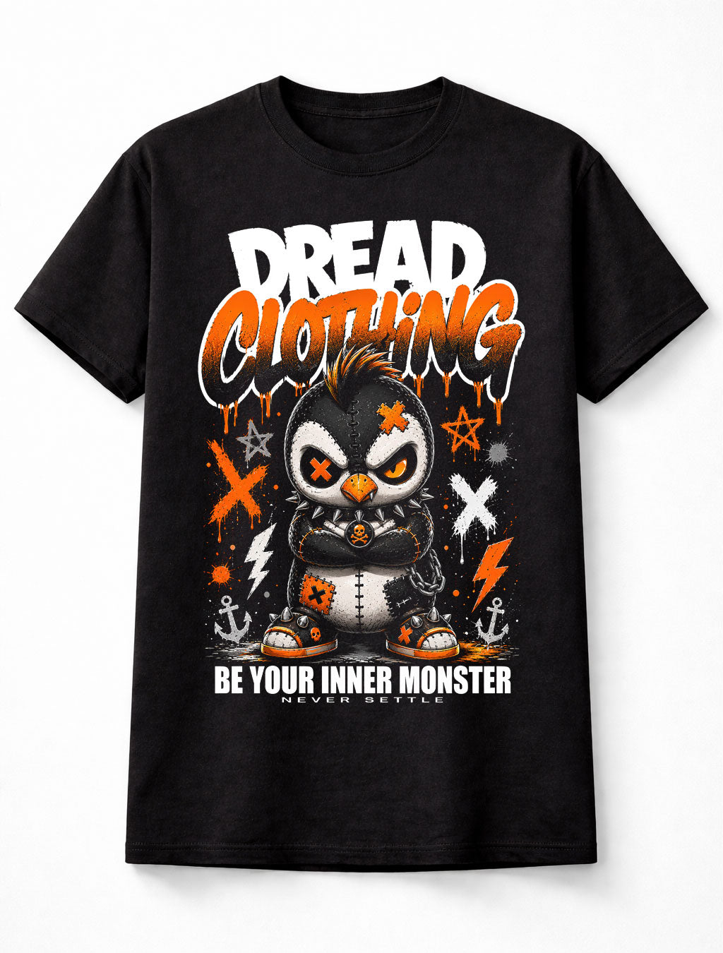 Punk Penguin Horror Gothic Cartoon Monster Graphic Unisex T-Shirt