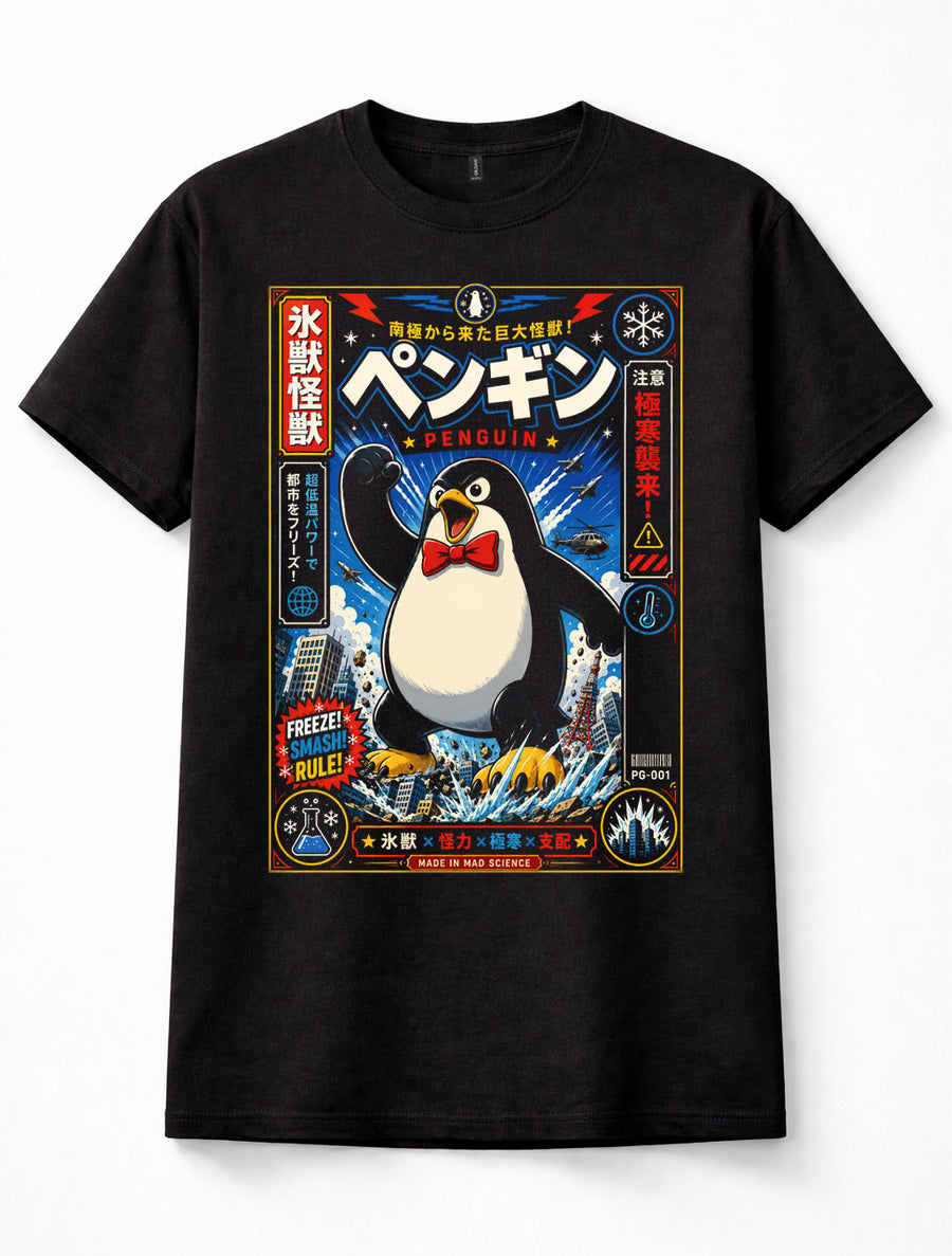 Japanese Penguin Kaiju Monster Antarctic City Rampage Graphic Unisex T-Shirt
