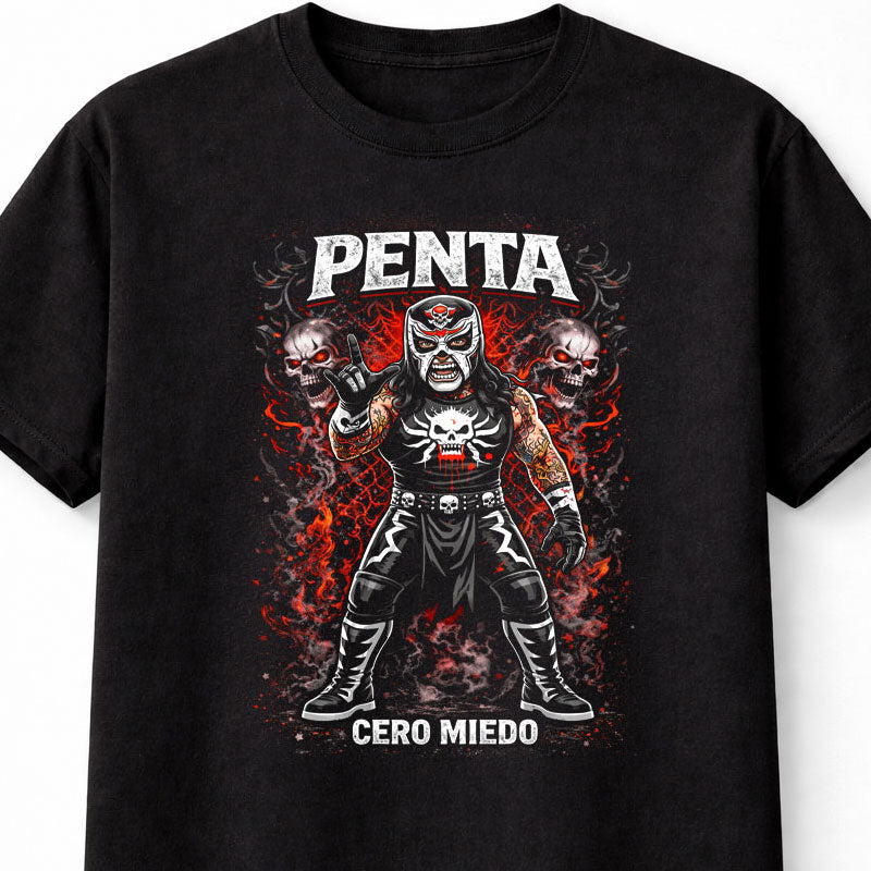 Penta Cero Miedo Wrestling Masked Lucha Libre Skull Fire Graphic Fan Art Tee Adults & Kids Unisex T-Shirt