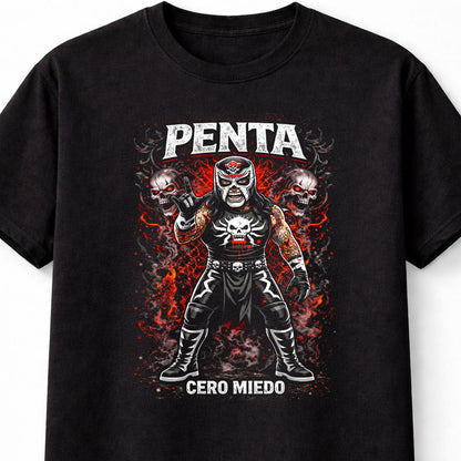 Penta Cero Miedo Wrestling Masked Lucha Libre Skull Fire Graphic Fan Art Tee Adults & Kids Unisex T-Shirt