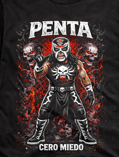 Penta Cero Miedo Wrestling Masked Lucha Libre Skull Fire Graphic Fan Art Tee Adults & Kids Unisex T-Shirt