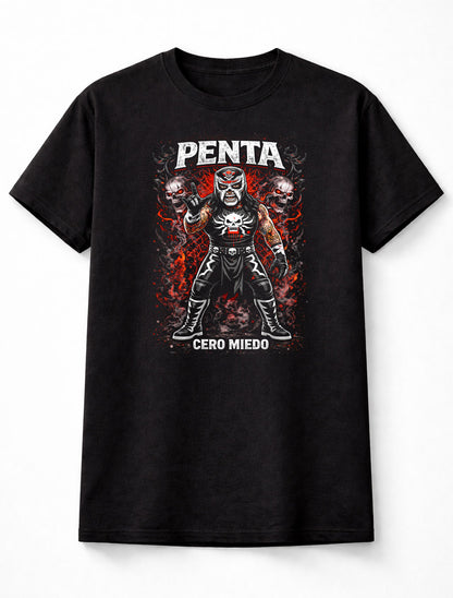 Penta Cero Miedo Wrestling Masked Lucha Libre Skull Fire Graphic Fan Art Tee Adults & Kids Unisex T-Shirt