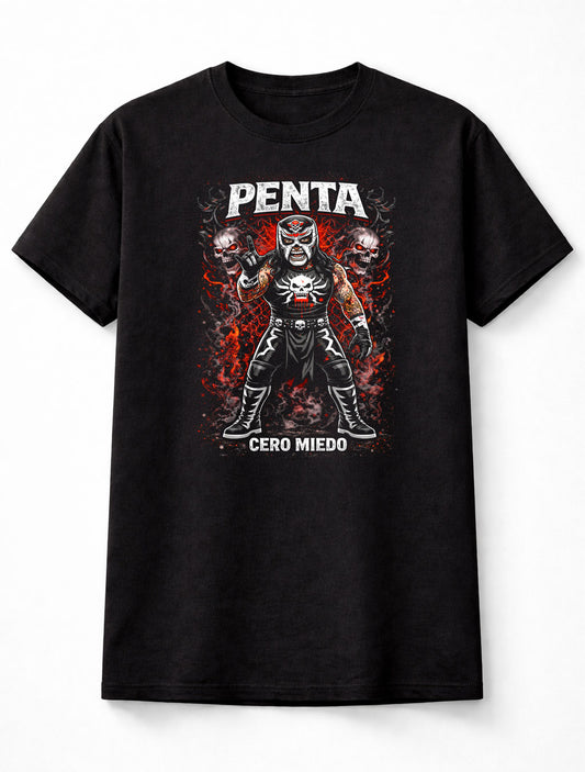 Penta Cero Miedo Wrestling Masked Lucha Libre Skull Fire Graphic Fan Art Tee Adults & Kids Unisex T-Shirt