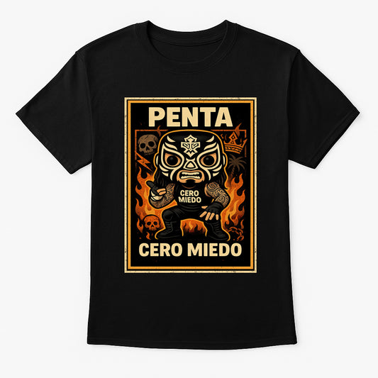 Penta “Cero Miedo” Pop Comic Wrestling T-Shirt — Lucha Inferno Edition