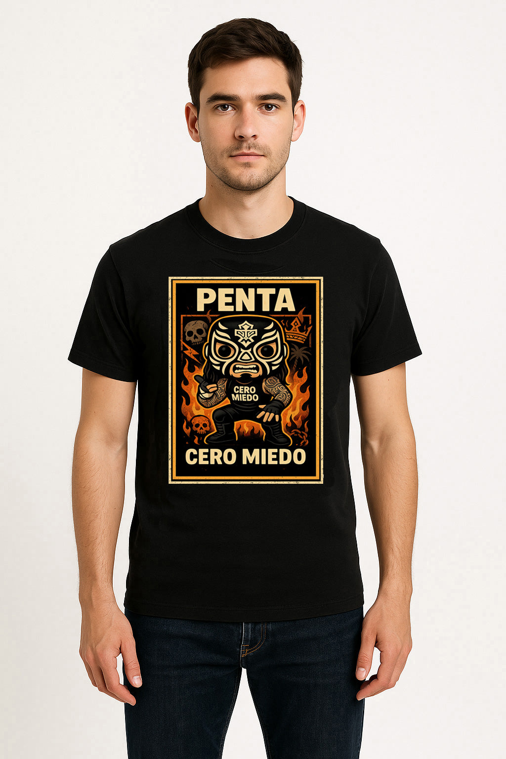 Penta “Cero Miedo” Pop Comic Wrestling T-Shirt — Lucha Inferno Edition