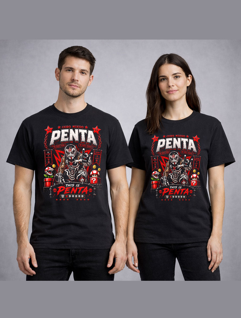 Penta Zero Miedo Wrestling T-Shirt – Skull Mask Pixel Fan Tee Adults & Kids Unisex T-Shirt