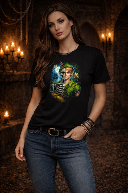 Peter Pan Skull T Shirt Dark Fairy Tale Gothic Fantasy Neverland Unisex Tee