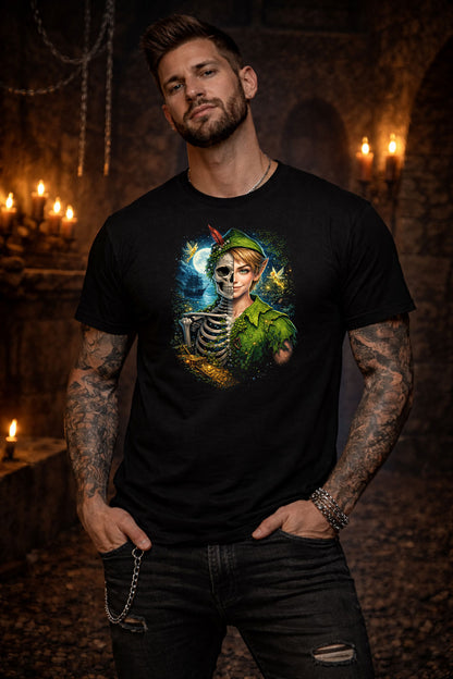 Peter Pan Skull T Shirt Dark Fairy Tale Gothic Fantasy Neverland Unisex Tee