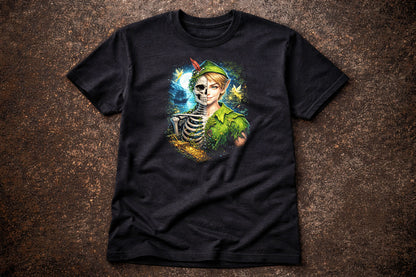 Peter Pan Skull T Shirt Dark Fairy Tale Gothic Fantasy Neverland Unisex Tee