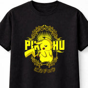Pikachu Electric Pokémon T-Shirt Vintage Crest Unisex Black Graphic Tee