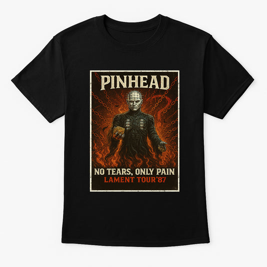 Pinhead “No Tears, Only Pain” Tour Graphic Tee – Classic Hellraiser Horror T-Shirt